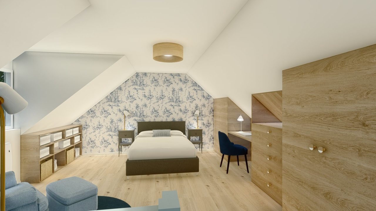 toile de jouy rénovation chambre