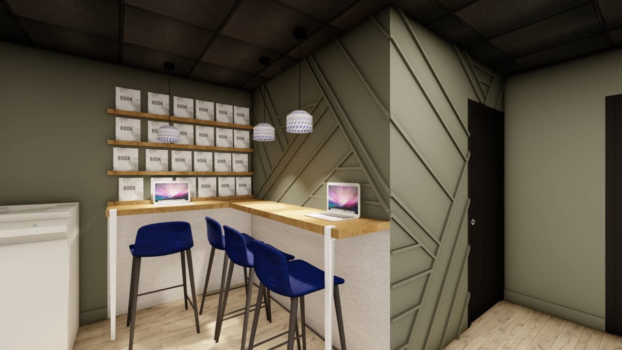Architecture d'intérieur - comptoir accueil - tasseau - décoration