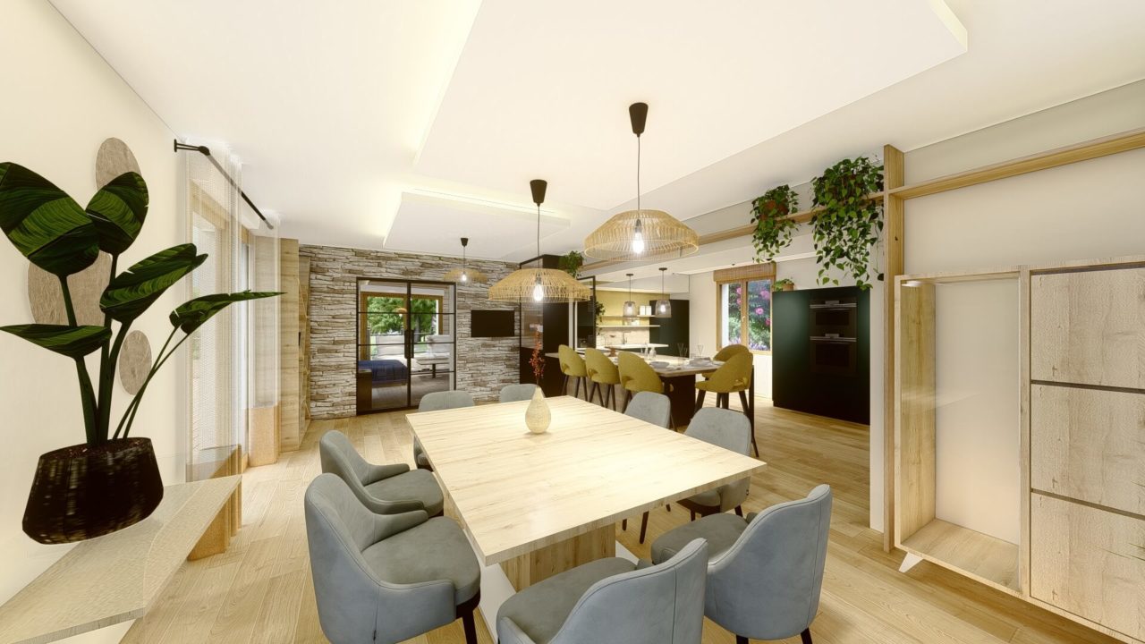 rénovation d'une pièce de vie avec agencement sur mesure