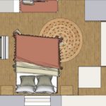 Plan chambre bohème avec banquette